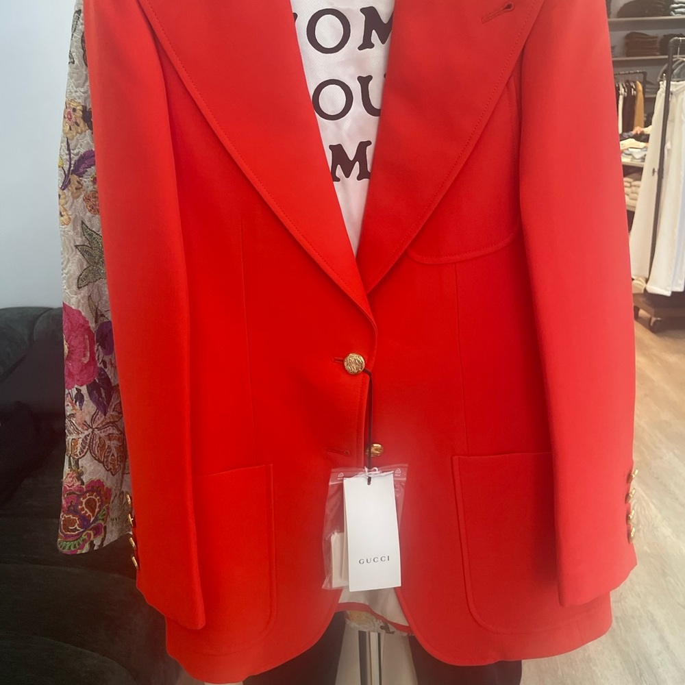 Gucci red blazer with gold hardware
